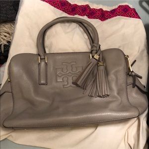 Authentic Tory Burch Gray Leather Handbag